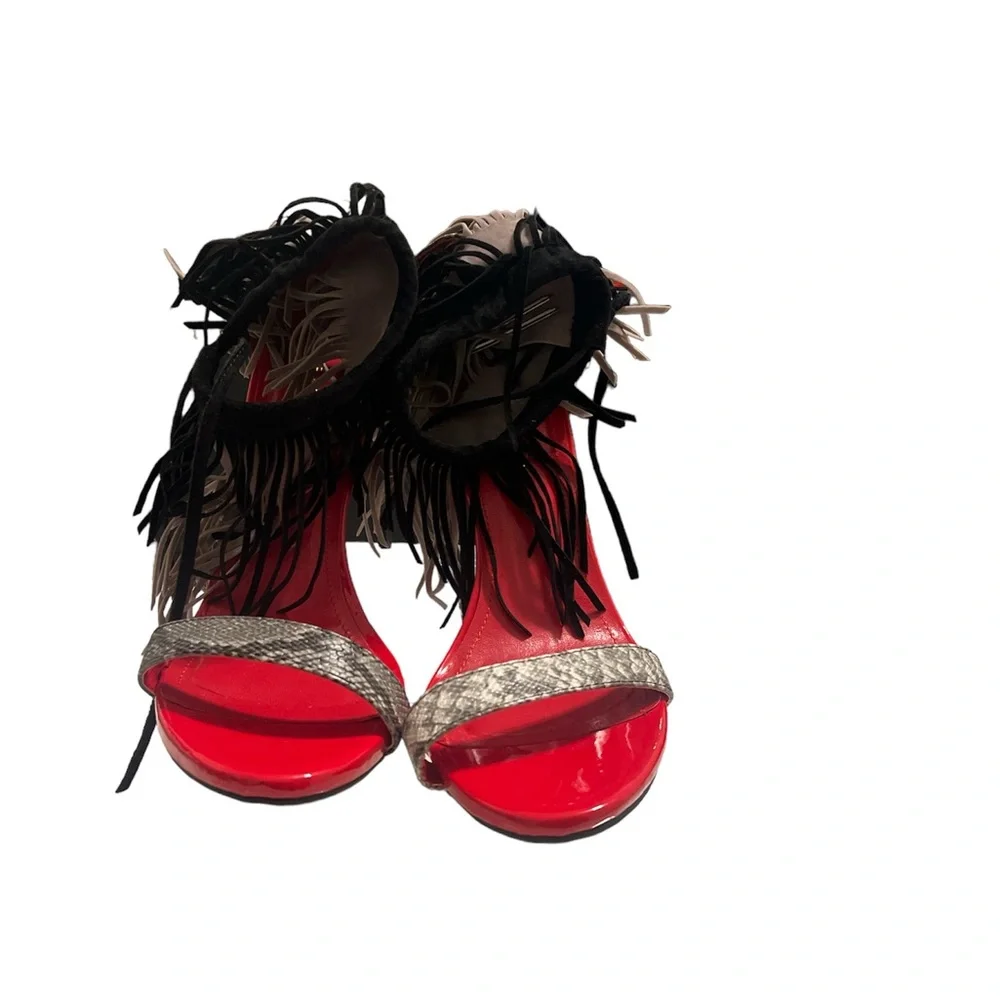 Show Republic LA Red/Black/Snackprint tie ankle pumps size 9 - Picture 9 of 13